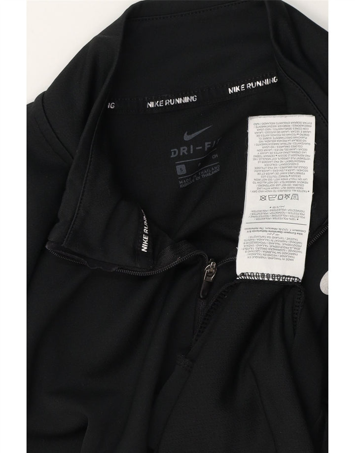 NIKE Womens Dri Fit Zip Neck Pullover Treino Top Reino Unido 10 Pequeno Preto