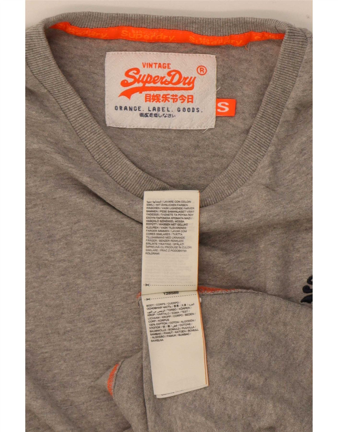 Top masculino Superdry manga comprida pequeno algodão cinza