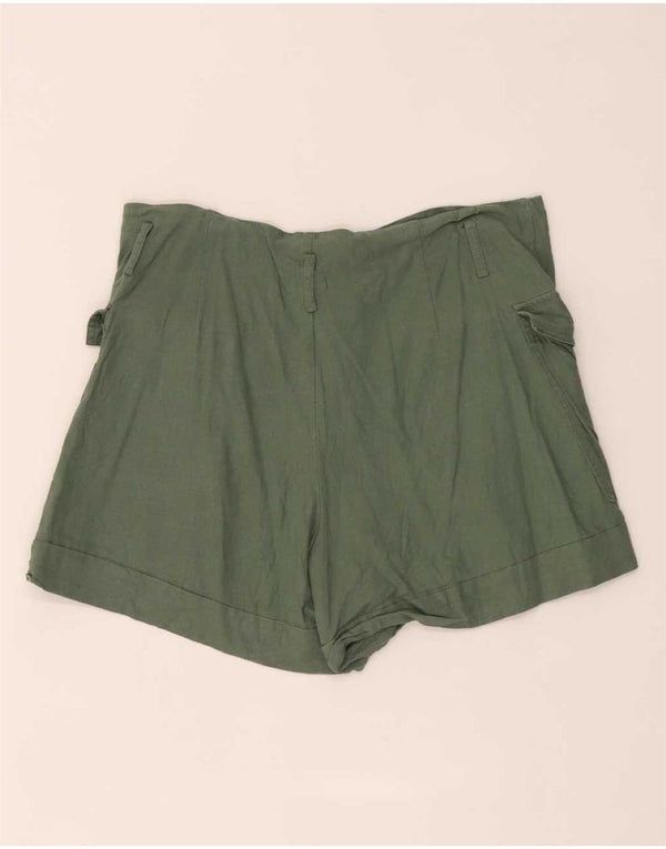 Shorts cargo feminino de cintura alta Zara XL W32 linho verde