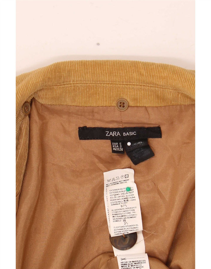 Zara Jaqueta blazer feminina de veludo cotelê com 2 botões Reino Unido 10 algodão bege pequeno