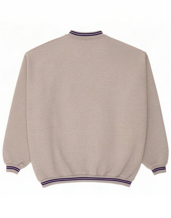 Gymnasium Mens Graphic Polo Neck Moletom Jumper Grande Cinza Flecked