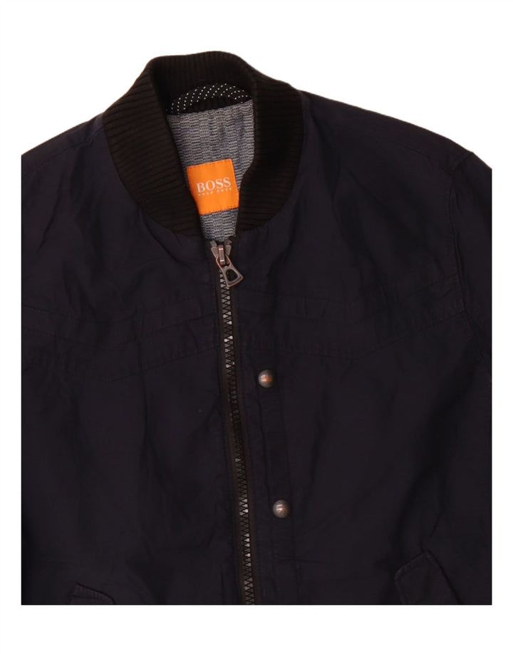 Hugo Boss Mens Bomber Jacket EU 46 Pequeno Algodão Azul Marinho
