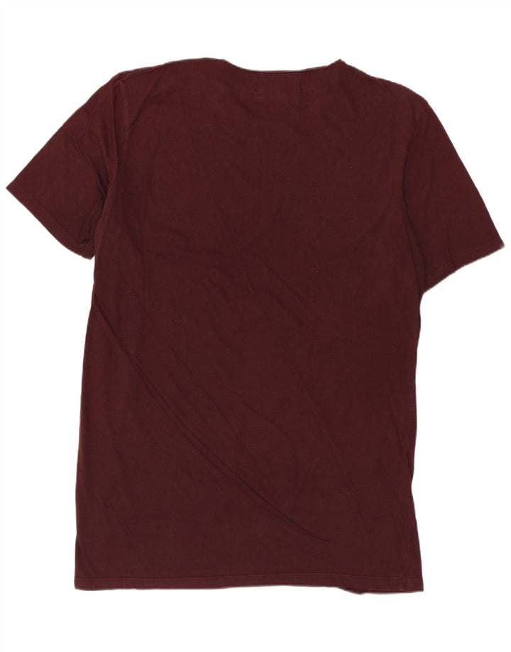 ZARA Camiseta Longa Masculina Top Grande Borgonha