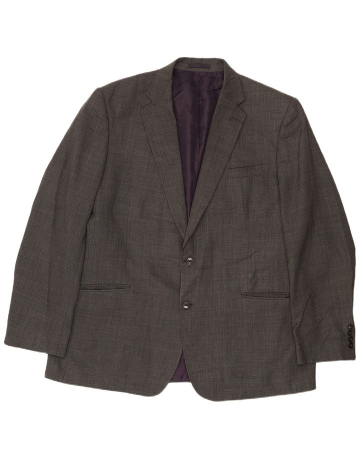 Jaqueta blazer masculina de 2 botões Marks & Spencer Reino Unido 46 XL lã cinza