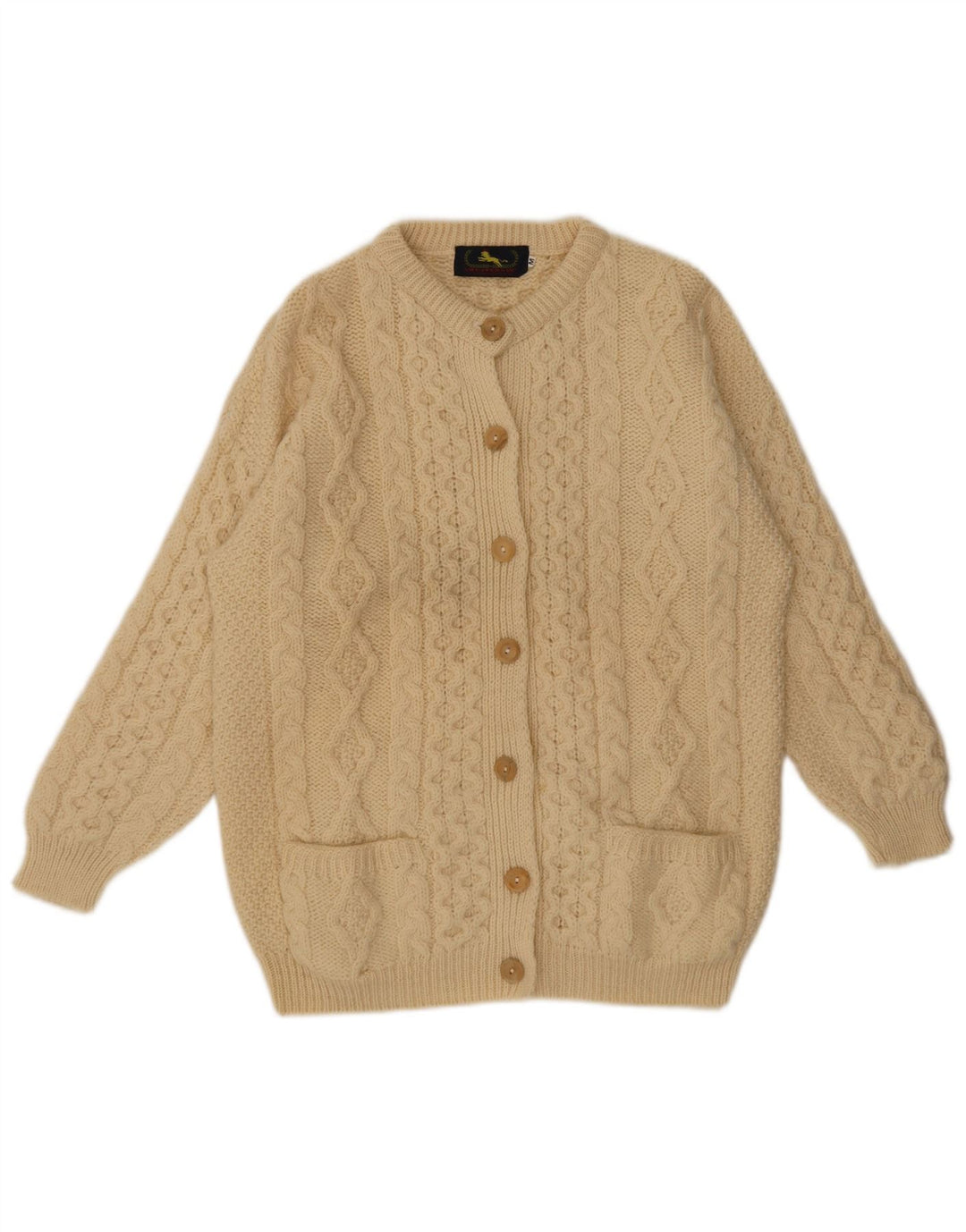 Suéter Cardigan Feminino Vintage UK 14 Médio Bege