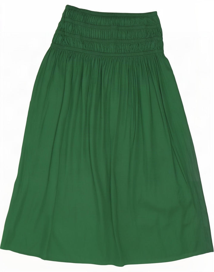Saia maxi feminina Marks & Spencer Reino Unido 10 pequena W34 poliéster verde