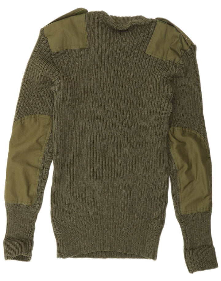 Suéter masculino VINTAGE militar com gola redonda grande cáqui