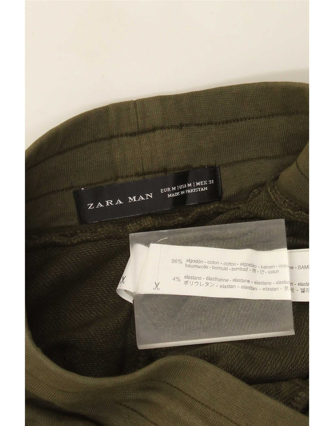 Zara Calça de treino masculina Joggers médio cáqui algodão