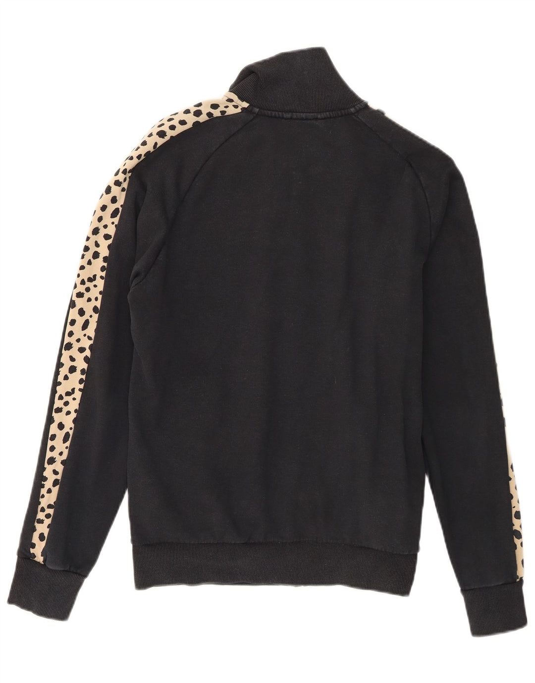 Puma feminino oversized agasalho top jaqueta reino unido 10 pequeno preto estampa animal