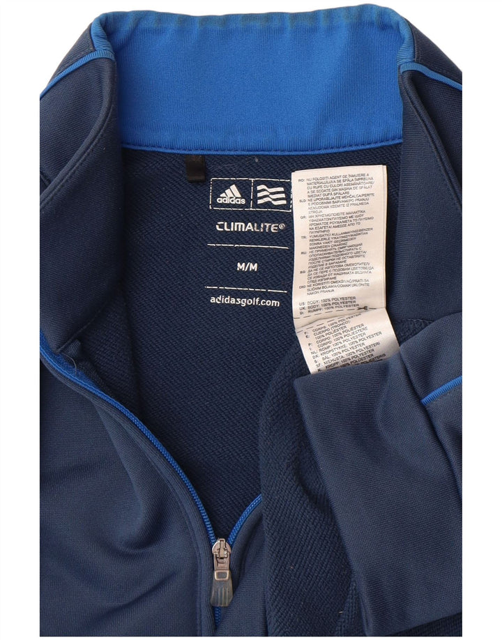 Adidas Mens Climalite Zip Neck Pullover Treino Top Médio Azul Poliéster