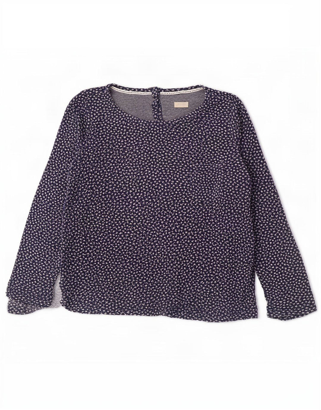 Top feminino com estampa abstrata Fat Face manga comprida Reino Unido 16 grande azul marinho
