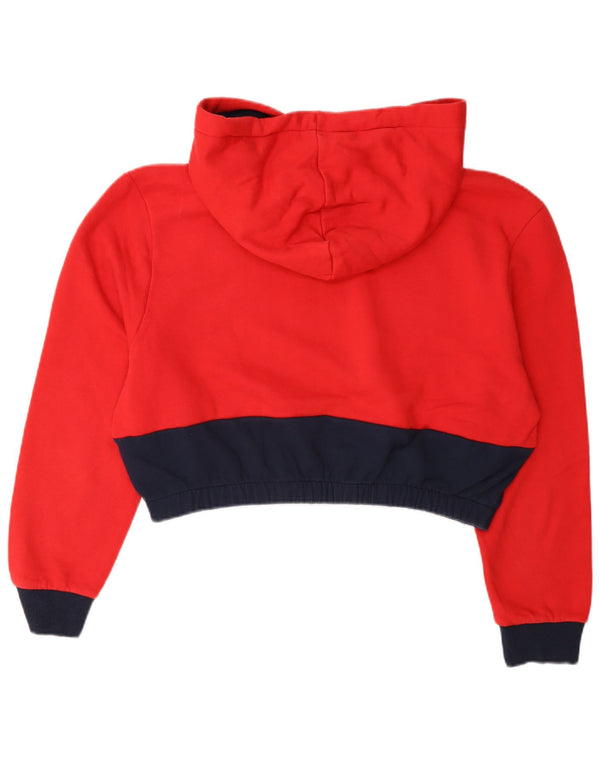 Suéter feminino Fila Crop Graphic com capuz UK 18 XL vermelho colorblock