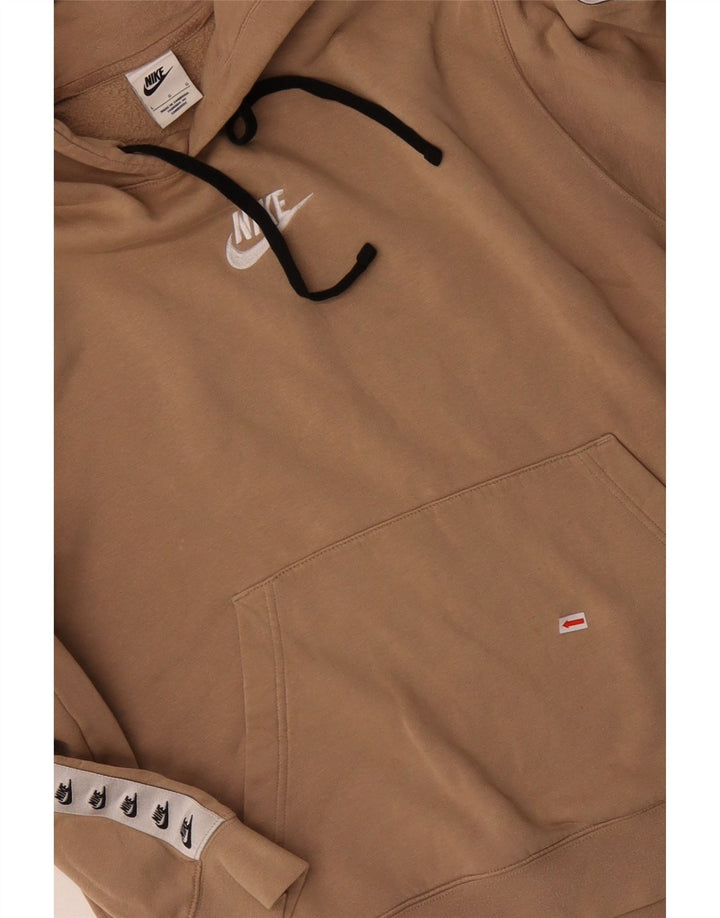 NIKE Mens Graphic Hoodie Jumper Grande Bege Colourblock Algodão