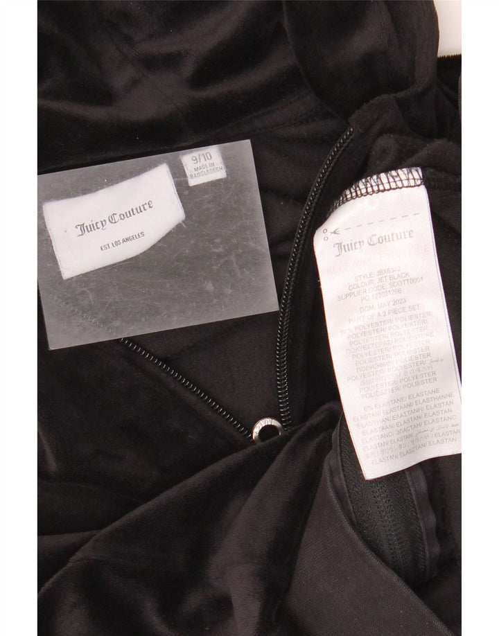 JUICY COUTURE Suéter feminino com capuz e zíper gráfico 9-10 anos preto