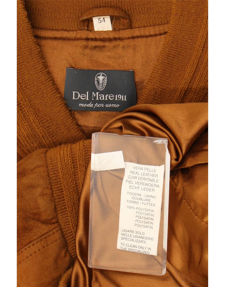 Jaqueta bomber masculina vintage de camurça IT 54 2XL couro marrom