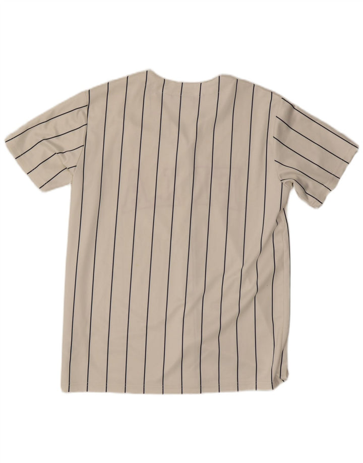 Fila Womens Graphic Oversized Jersey Top UK 10 Pequeno Listrado Branco