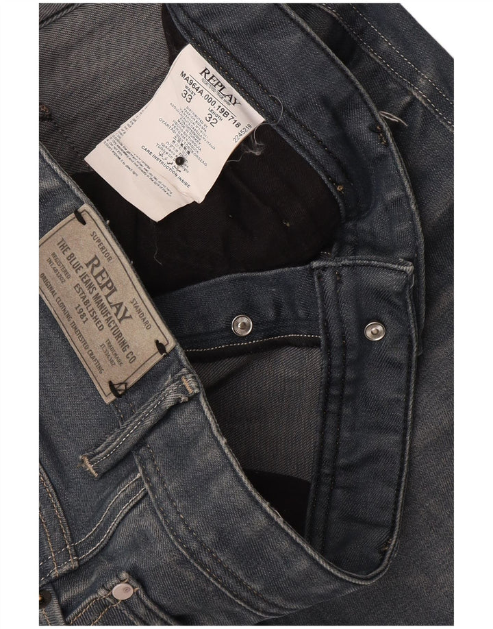 Replay Jeans Slim Masculino W33 L32 Azul Algodão