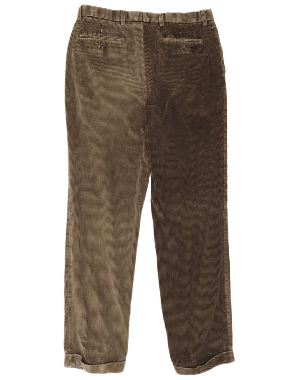Calça masculina reta de veludo cotelê Marks & Spencer W34 L33 algodão cáqui