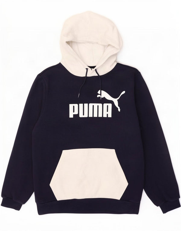 Puma Mens Graphic Hoodie Jumper Médio Azul Marinho Colorblock