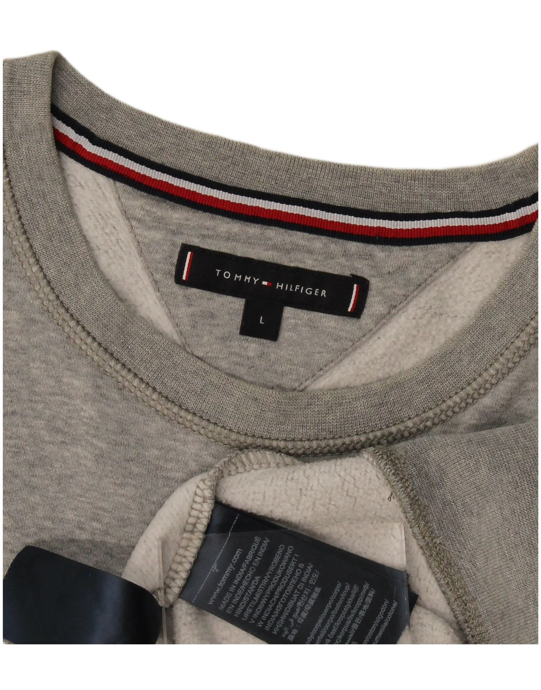 Tommy Hilfiger moletom gráfico masculino jumper grande algodão cinza
