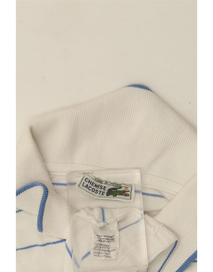 Camisa polo masculina Lacoste tamanho 4 médio algodão listrado branco