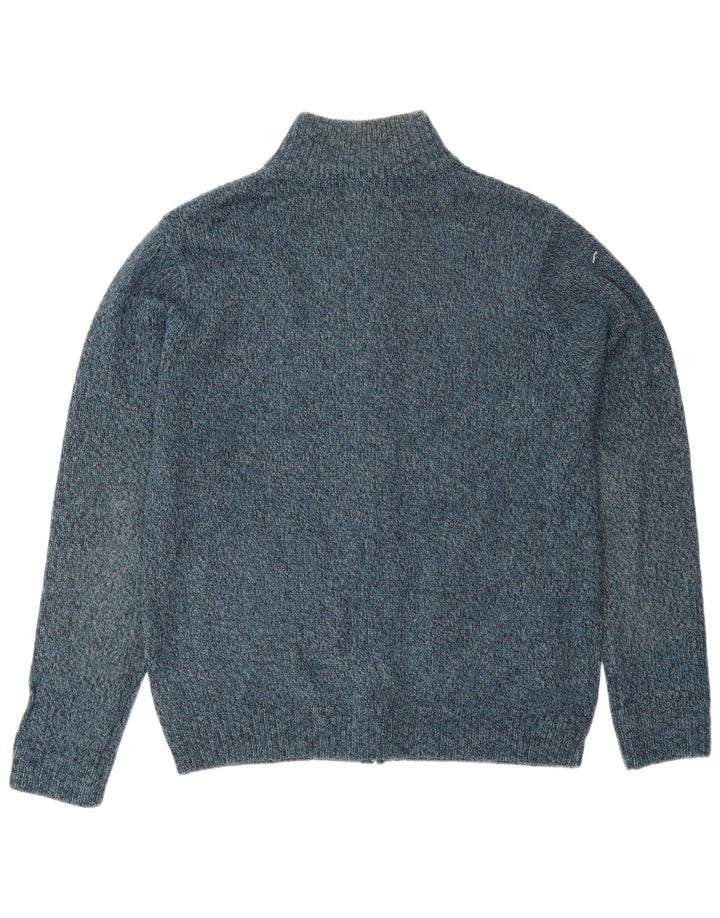 Suéter cardigã masculino Marks & Spencer de ajuste regular acrílico azul médio