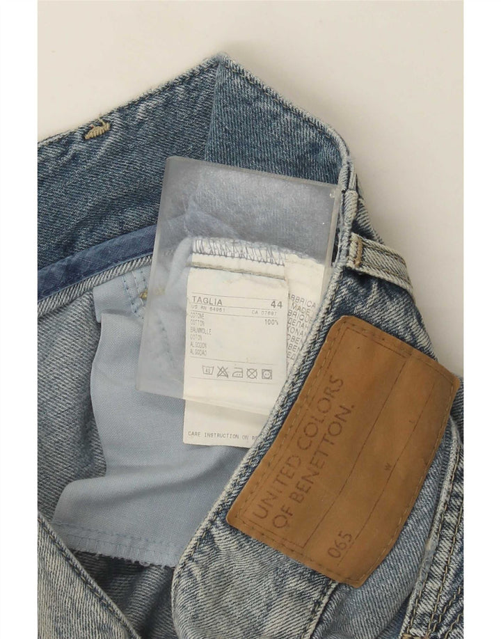 Mini saia jeans feminina Benetton IT 44 médio W32 algodão azul