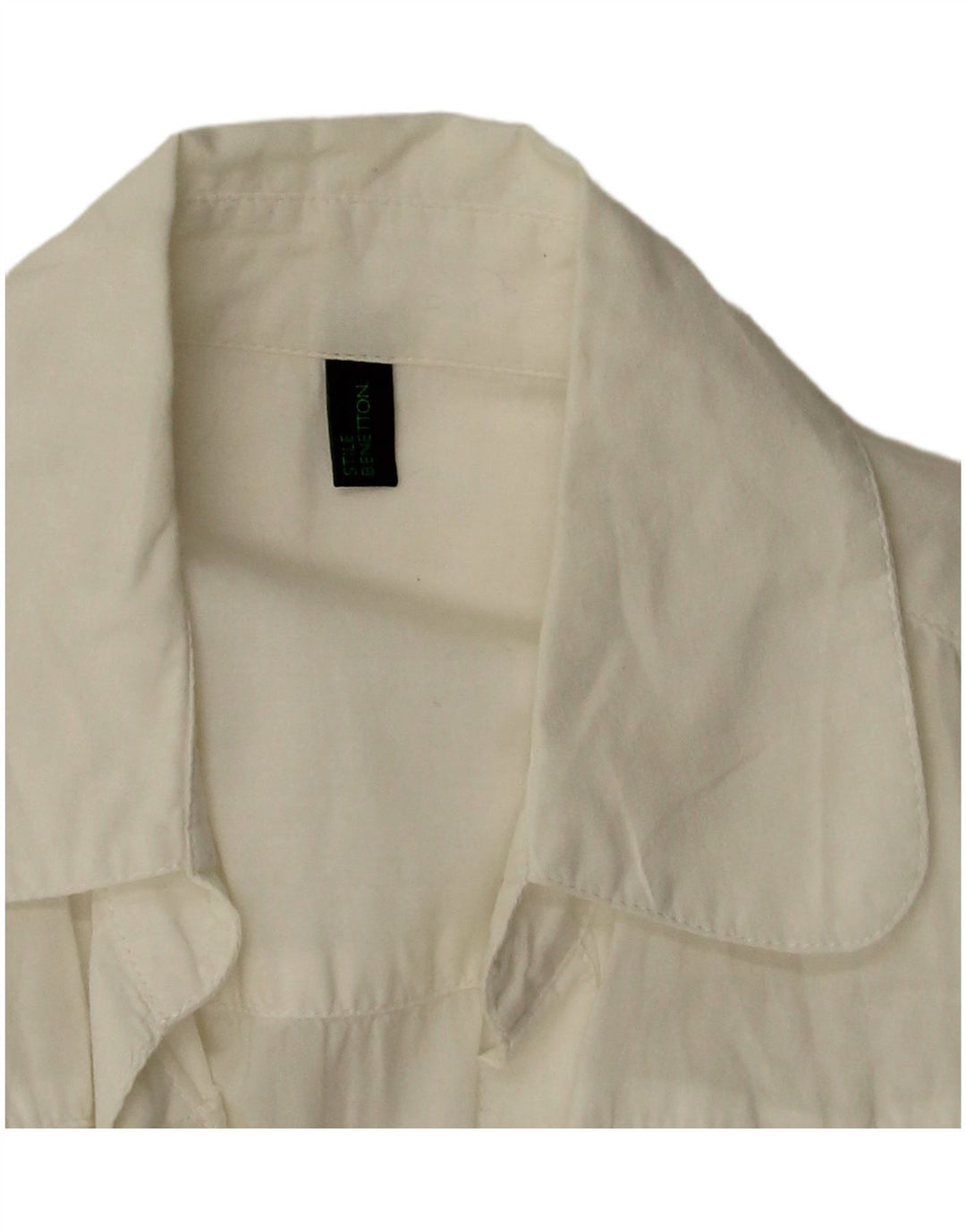 Blusa feminina de manga curta BENETTON Reino Unido 12 médio branco