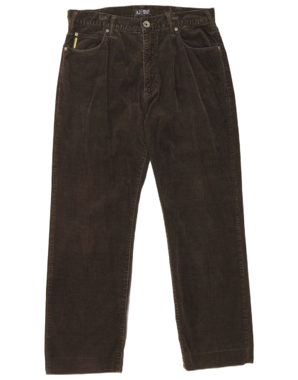 Calça masculina de veludo cotelê Armani W34 L30 algodão cáqui