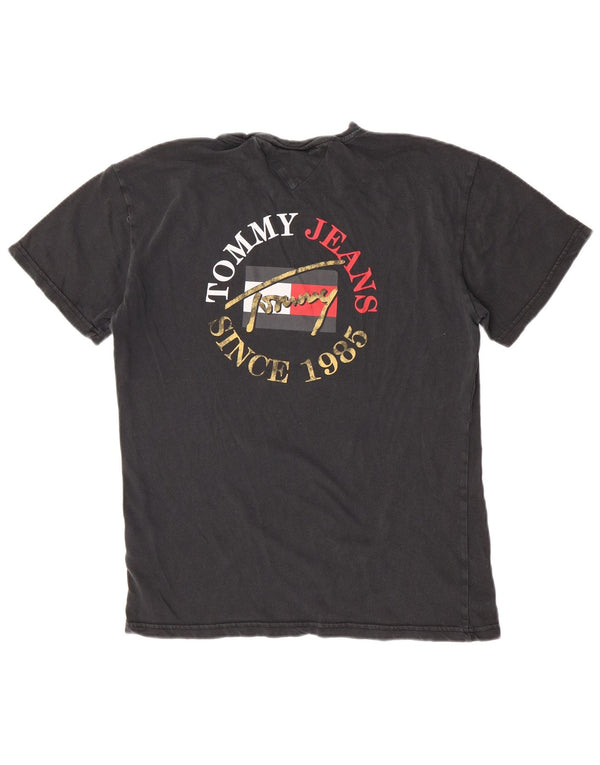 Camiseta masculina Tommy Hilfiger com estampa gráfica pequena de algodão preto