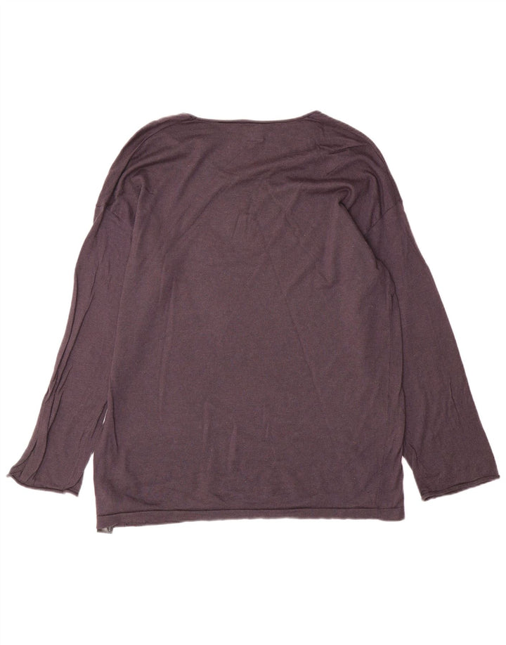 Suéter feminino Massimo Dutti com gola canoa Reino Unido 14 lã cinza médio
