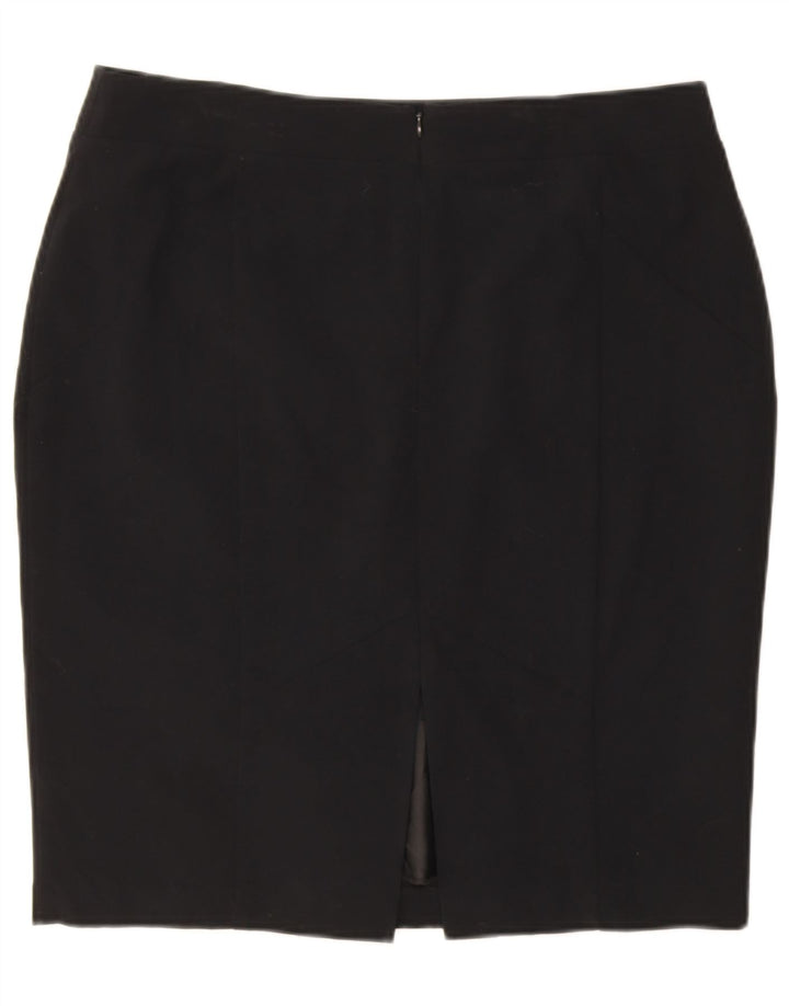 Saia lápis feminina Marks & Spencer UK 16 grande W36 poliéster preto