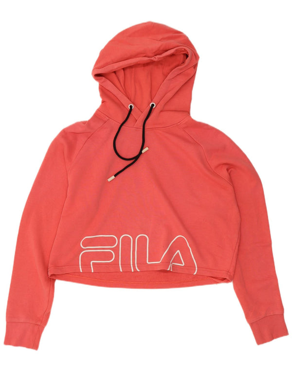 Suéter feminino Fila com capuz e corte gráfico oversized UK 6 XS rosa