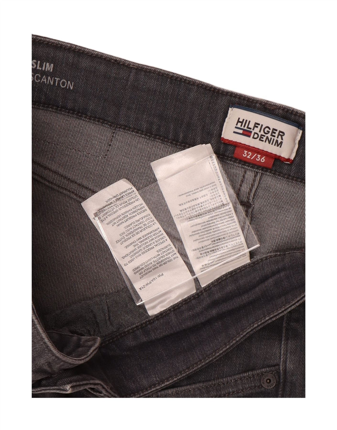Jeans feminino Tommy Hilfiger Scanton Slim W32 L36 algodão cinza