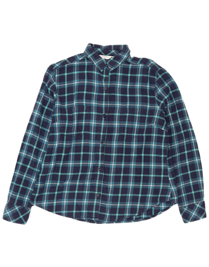 Camisa feminina de flanela LEE Riders Reino Unido 14 xadrez azul marinho médio