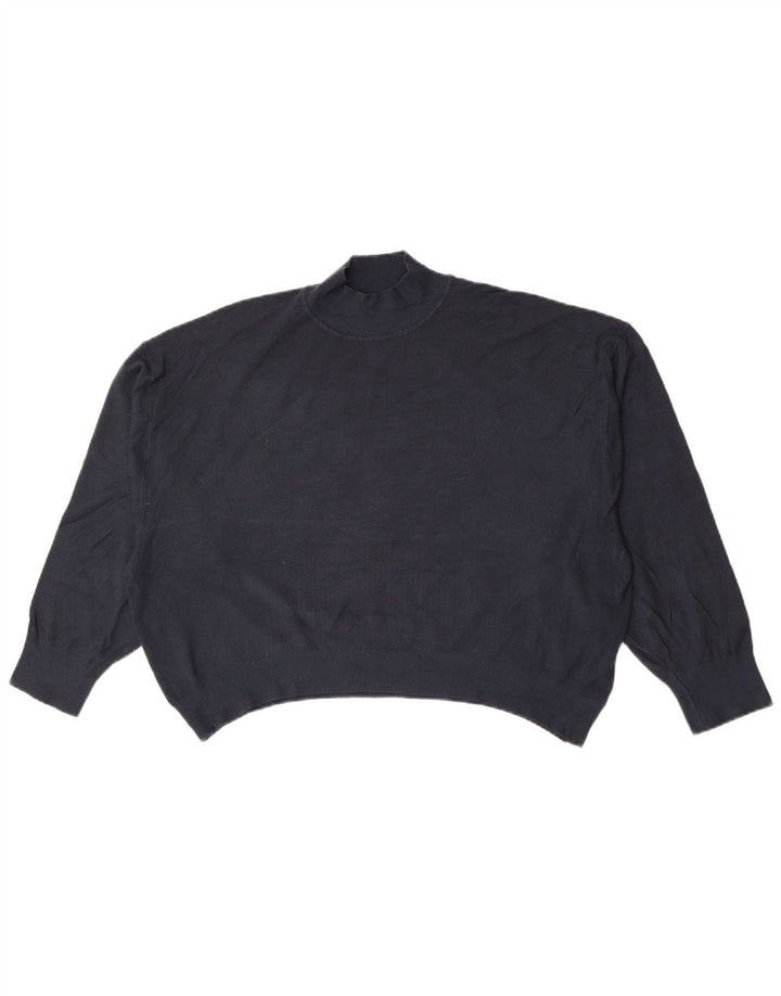 Zara Suéter feminino oversized com gola de tartaruga Reino Unido 16 grande azul marinho