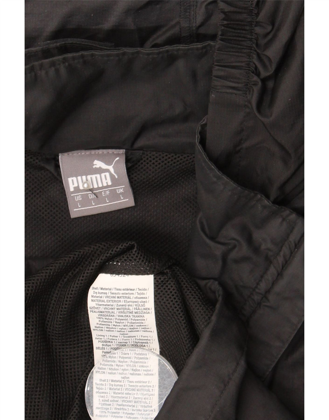 Jaqueta de chuva masculina Puma com capuz UK 40 grande nylon preto