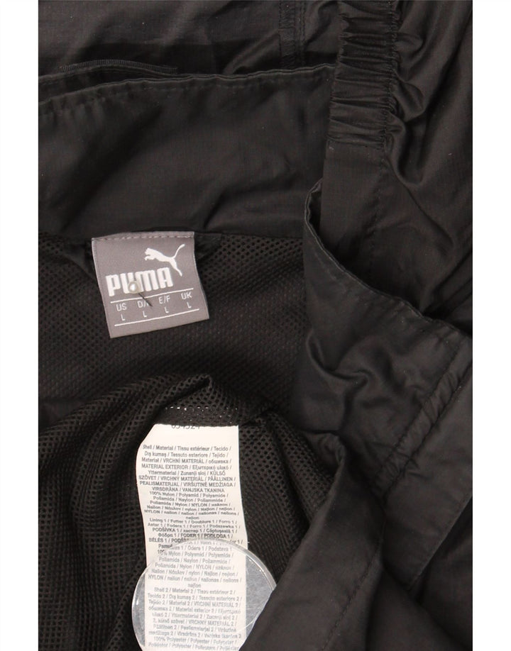 Jaqueta de chuva masculina Puma com capuz UK 40 grande nylon preto