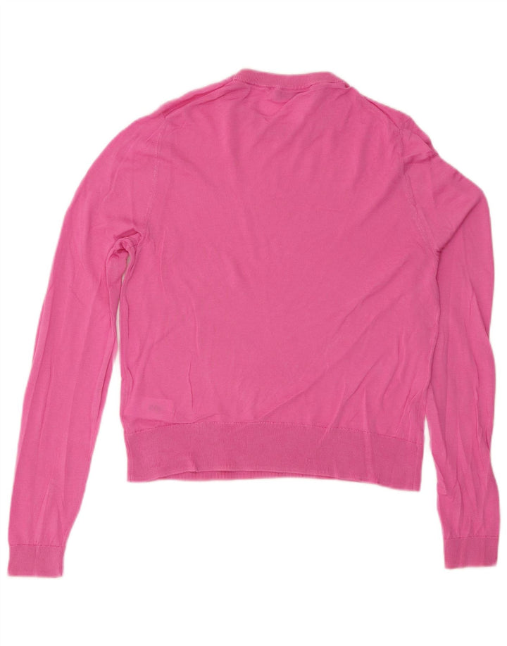 Zara Suéter feminino com gola redonda, Reino Unido 12 Lyocell rosa médio