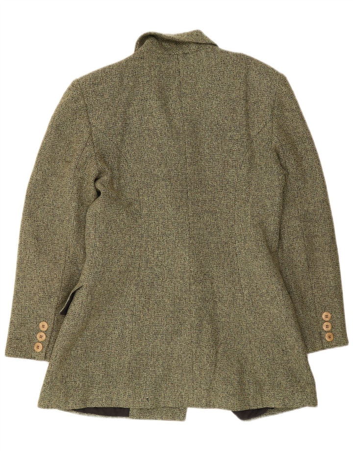 Jaqueta blazer feminina vintage com peito duplo Reino Unido 14 verde médio