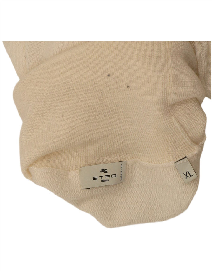 Suéter masculino ETRO com gola redonda XL off white lã virgem clássico