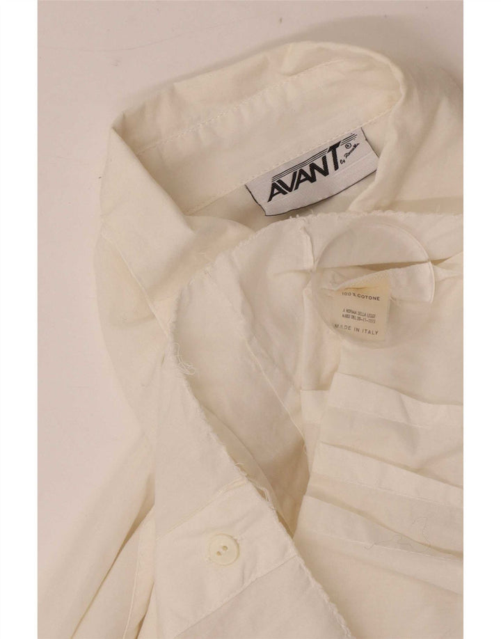Camisa feminina Avant de manga comprida com ajuste regular Reino Unido 8 algodão branco pequeno