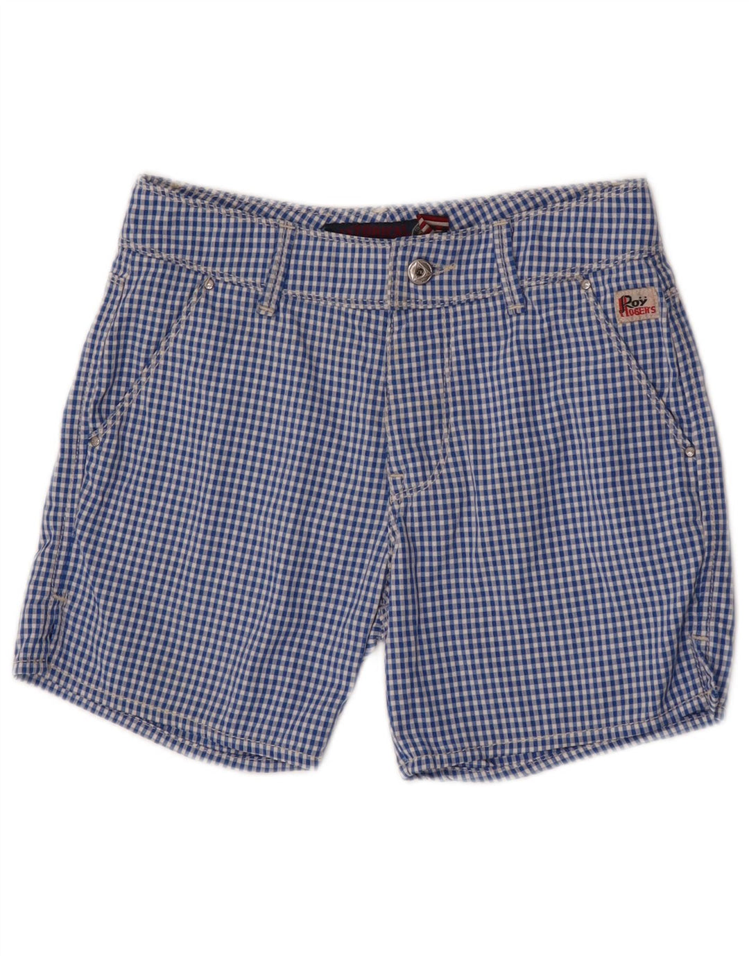 Roy Rogers Boys Chino Shorts 11-12 anos W26 Azul Gingham Poliamida