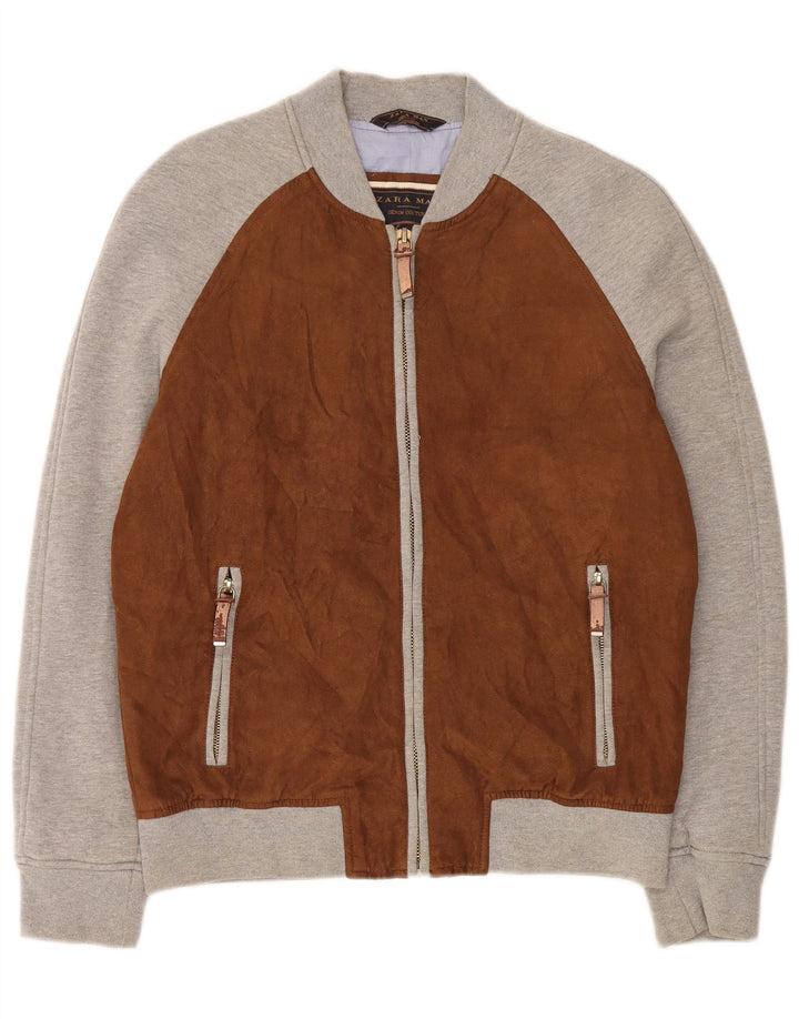 Zara Mens Treino Top Jacket XL Marrom Poliéster