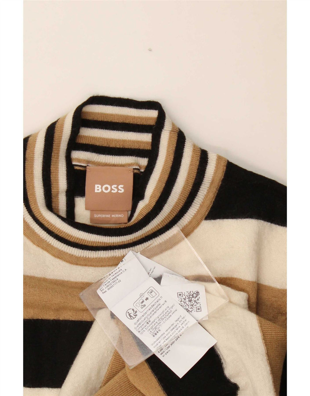 Suéter feminino Hugo Boss com gola tartaruga Reino Unido 10 pequeno multicolorido
