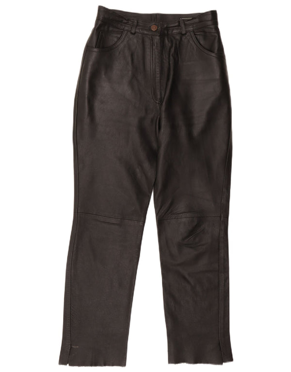 Calça feminina de couro Lanvin IT 40 pequena W28 L27 preta