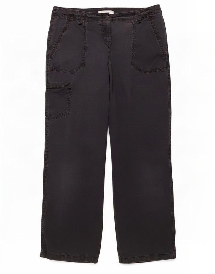 Calça cargo feminina reta Marks & Spencer, médio W34 L30 algodão preto