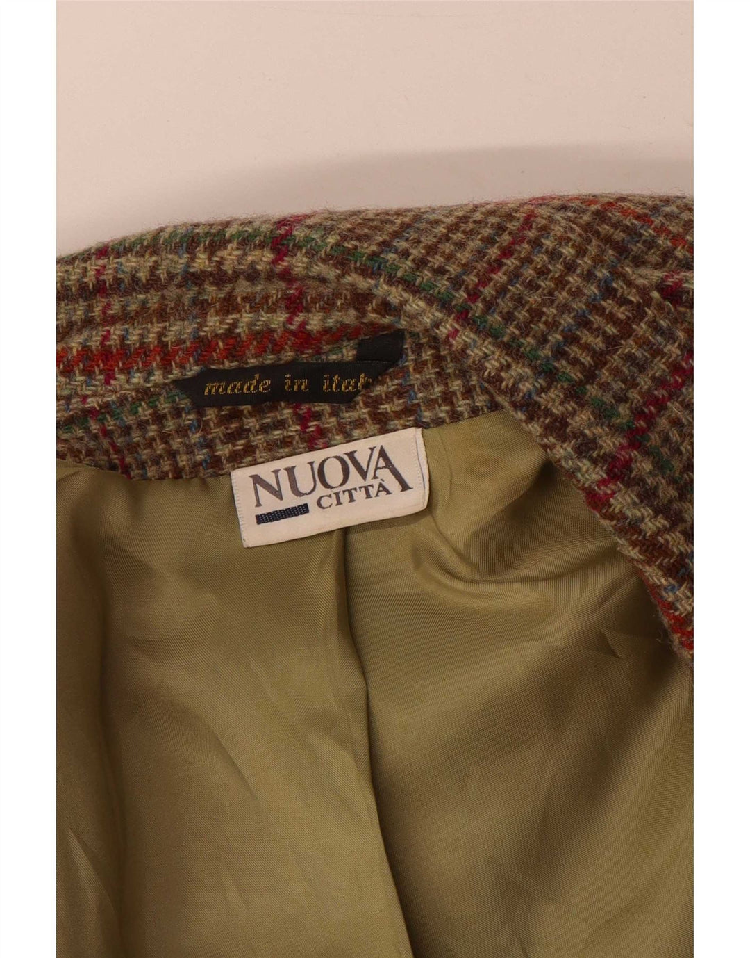 Jaqueta blazer feminina de 2 botões Nuova Citta IT 46 grande verde houndstooth