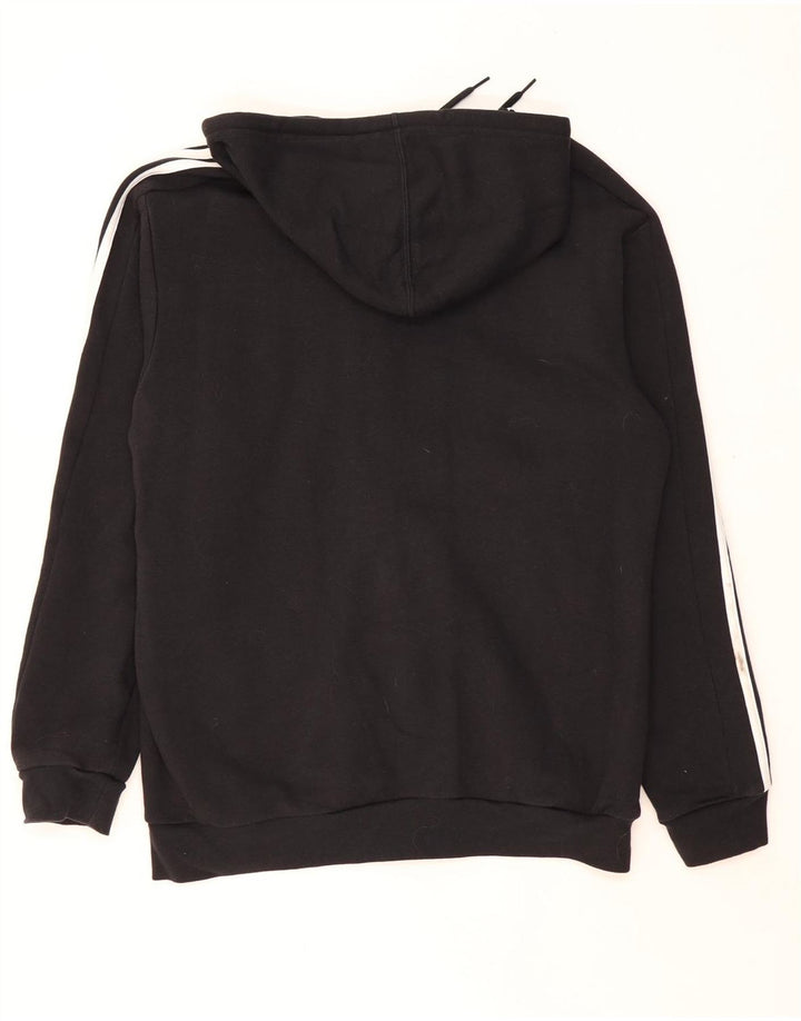 ADIDAS Mens Zip Hoodie Suéter Médio Algodão Preto