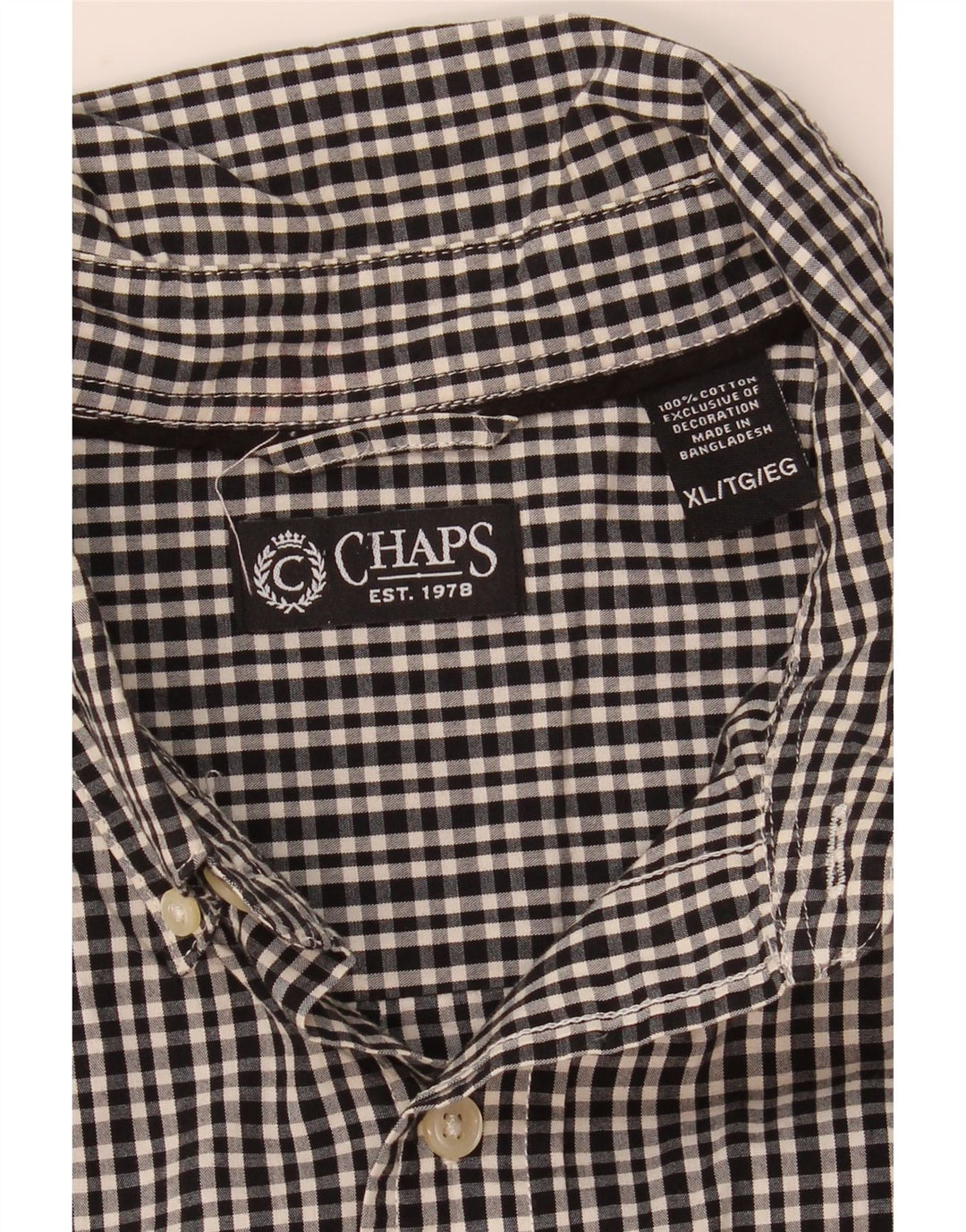 Camisa masculina Chaps XL preta algodão guingão
